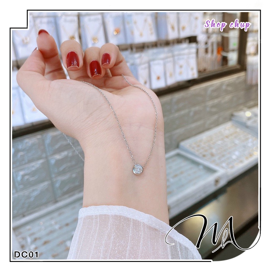 Dây chuyền nữ Titan 1 hạt đá tròn đơn giản dễ thương - Măng’s House DC01