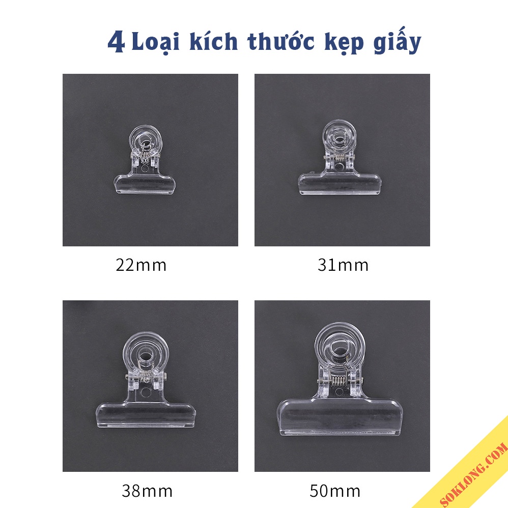 Kẹp giấy mini trong suốt K60 kẹp bướm nhựa basic ghi chú đánh dấu nhiều size