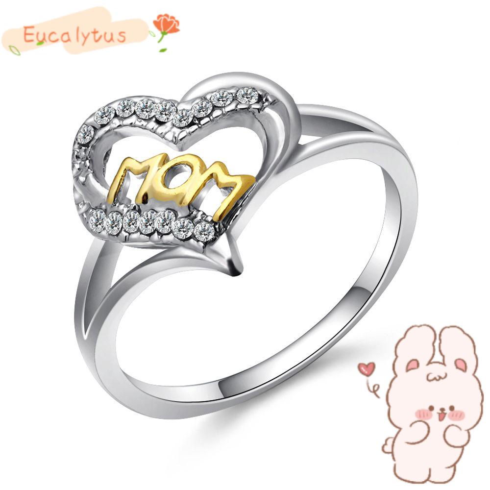 Eutus Nhẫn Đính Kim Cương Khắc Chữ MOM / Bướm Làm Quà Tặng Sinh Nhật Ngày Của Mẹ