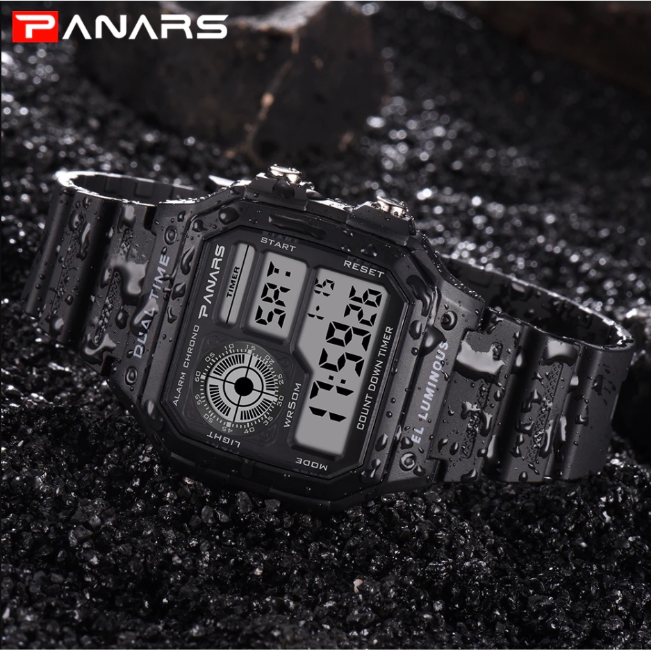 Đồng hồ điện tử PANARS 8114, đồng hồ thể thao nam đeo tay dây silicon kỹ thuật số chống nước chính hãng - TOP WATCH