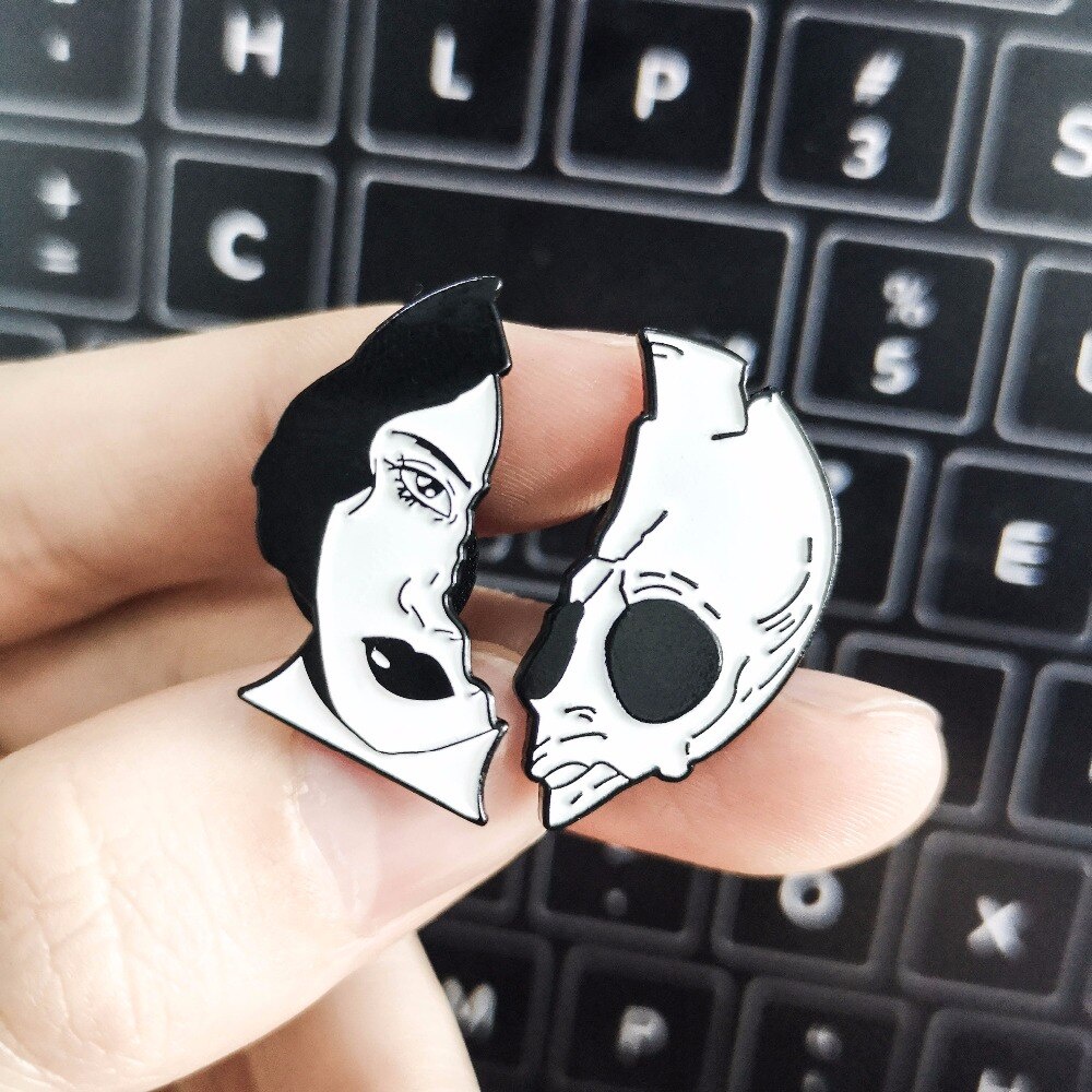 Huy hiệu cài áo QIHE JEWELRY hình đầu lâu phong cách Punk độc đáo cá tính