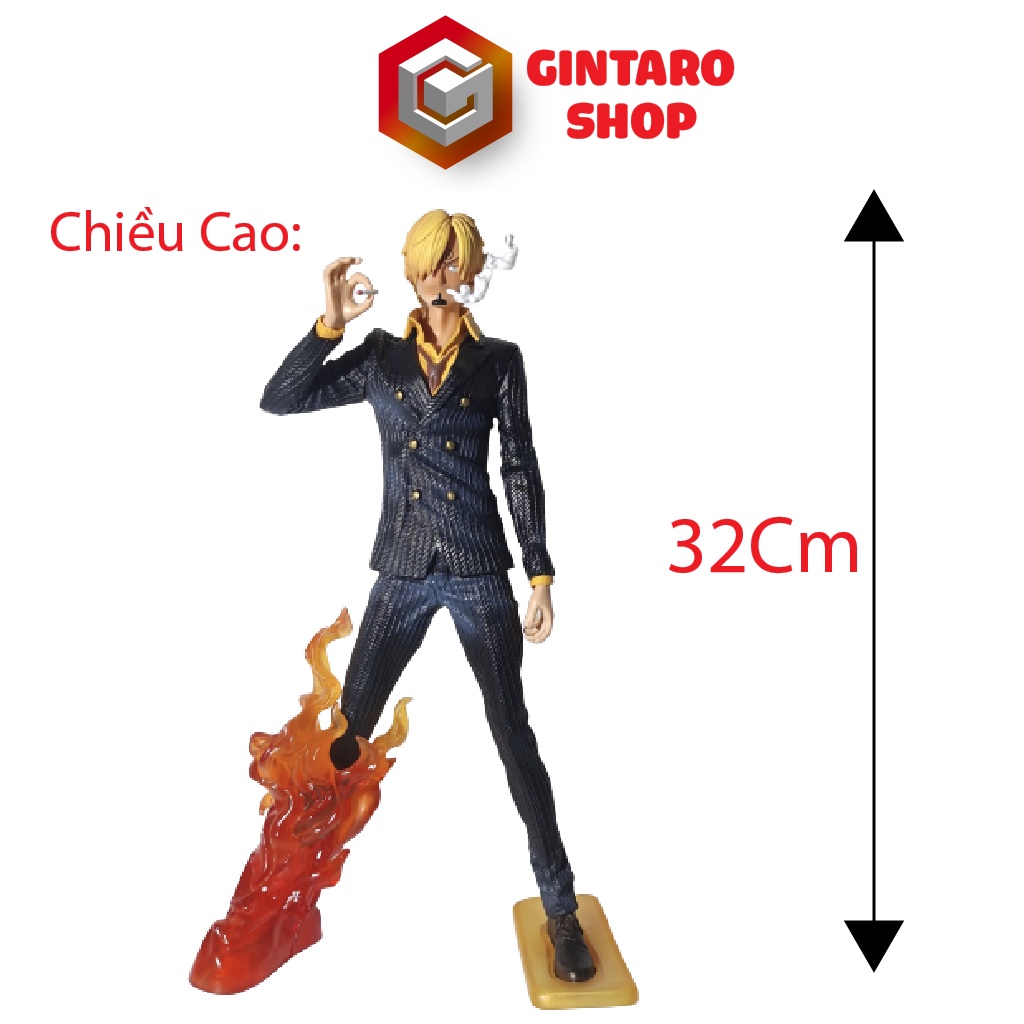 Mô hình One Piece Sanji chân phát ra lửa, Mô hình Sanji cao 32cm trong băng hải tặc mũ rơm GINTARO SHOP