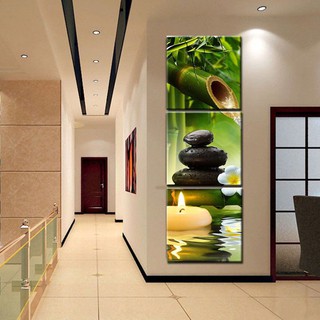 Bộ 3 tranh sơn dầu hình cây tre thiên nhiên tinh tế chuyên dùng trang trí cho Spa