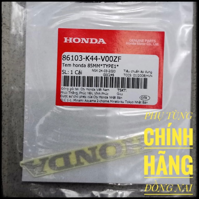 TEM CHỮ HONDA MÀU ĐỎ/ĐEN/BẠC NỀN TRONG CHÍNH HÃNG HONDA VIỆT NAM