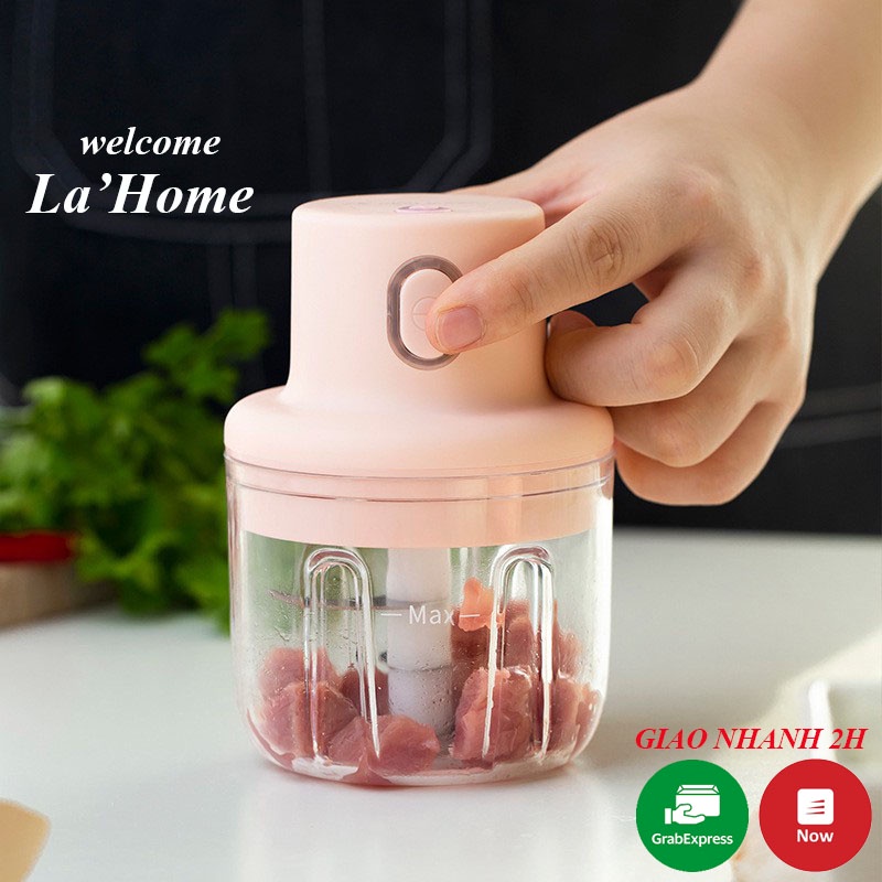 Máy xay mini cầm tay La'Home, xay tỏi ớt, thịt, hành, rau củ quả dung tích 250ml