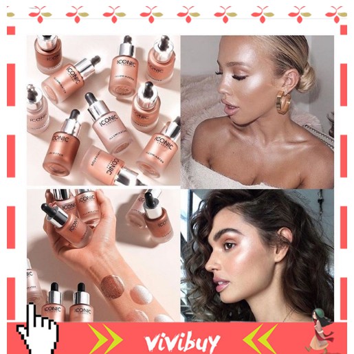 🌱Kem bắt sáng/tạo khối dạng lỏng tông nhũ Iconic với 6 màu tùy chọn/ tạo khối dạng lỏng tông nhũ Iconic với 6 màu tùy chọn