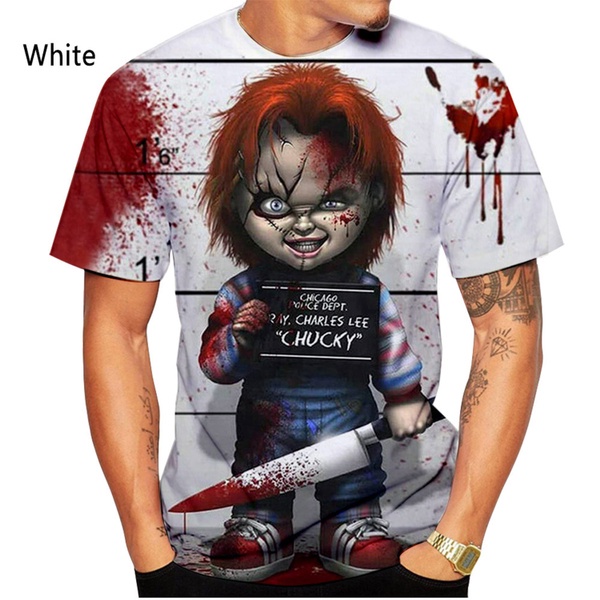 Bộ phim thời trang mới Chucky Doll Áo thun in 3D nam nữ mùa hè giản dị ngắn tay trò chơi trẻ em Áo t