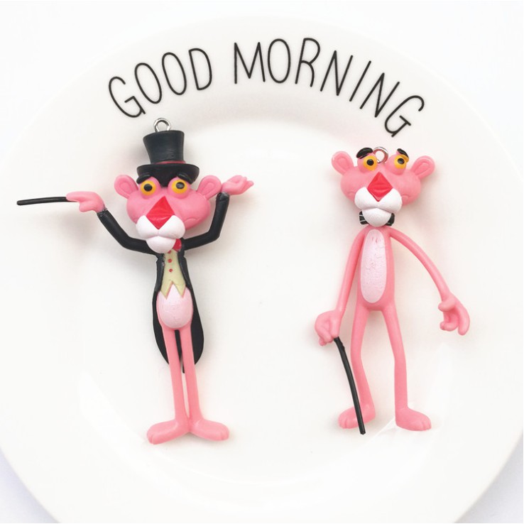 Mô hình Báo Hồng Pink Panther dùng trang trí móc khóa, DIY