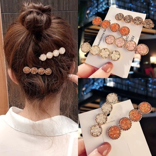 Kẹp tóc có đính đá hình tròn phong cách Hàn Quốc