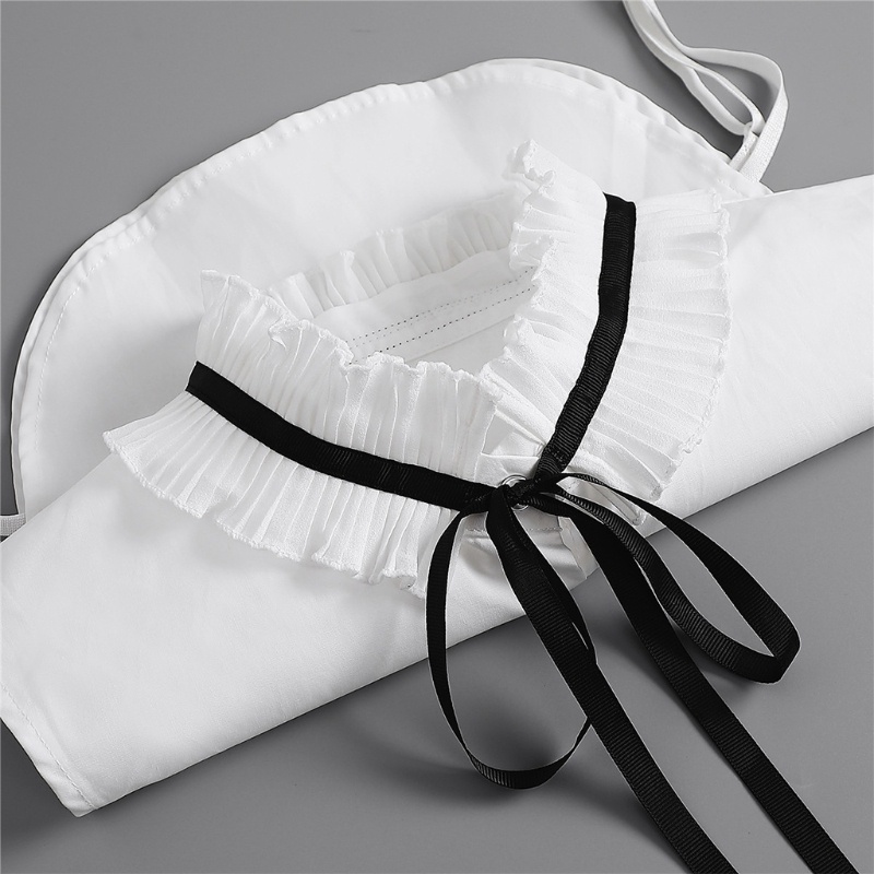 Áo Sơ Mi Trắng Cổ Đứng Xếp Ly Thắt Nơ Ruy Băng Kiểu Vintage Thanh Lịch Cho Nữ