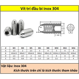 Vít trí đầu bi inox 304 M12