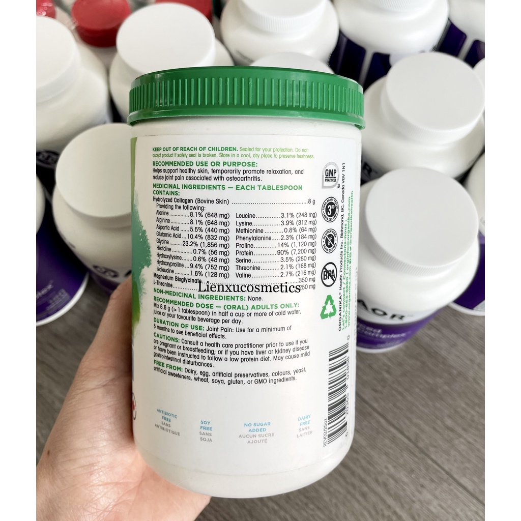 Bột Enhanced collagen relax của Organika 250g; hsd 2026