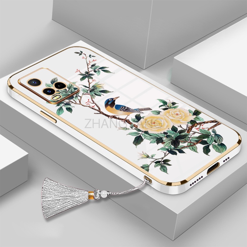 Vỏ Bao Da Điện Thoại Họa Tiết Hoa Và Chim Cho vivo y21 y21s y21a y21t y33s y51