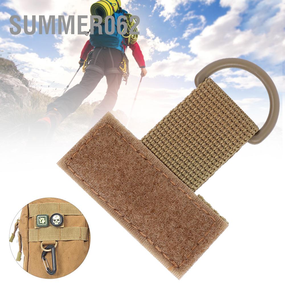 Summer062 8pcs Outdoor Camping Backpack Key Hook D‑Ring Nylon Webbing Buckle Hanging Belt Chain Khaki