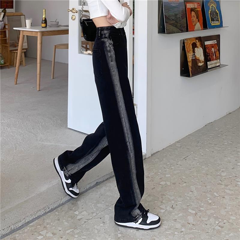 Quần jean ống rộng lưng cao thiết kế mới thời trang phong cách Hàn Quốc