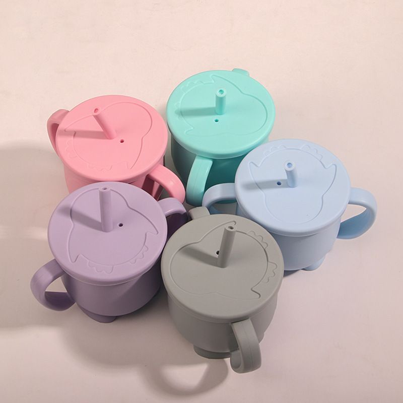 (Tặng cọ rửa ống hút) Cốc hút silicon, cốc uống nước, pha sữa có chia vạch ml cho bé