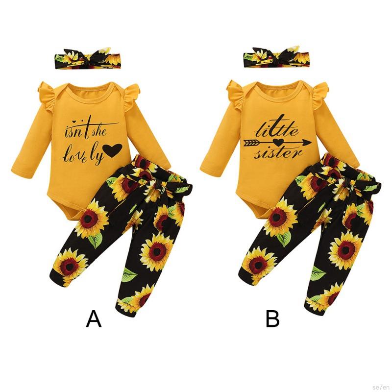 Set Jumpsuit Tay Dài Hoạ Tiết Hoa Kèm Băng Đô Cài Tóc Cho Bé 0-18 Tháng Tuổi