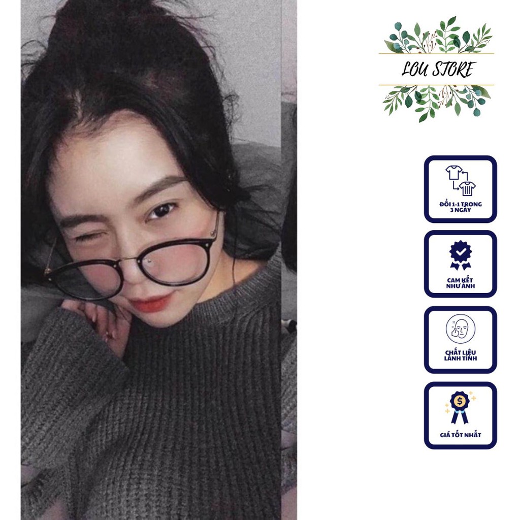 KÍNH thời trang 🌸𝑭𝑹𝑬𝑬𝑺𝑯𝑰𝑷🌸 KÍNH MẮT oval HAI MÀU đen/trong SIÊU HOT hàng chuẩn đẹp LOU.STORE