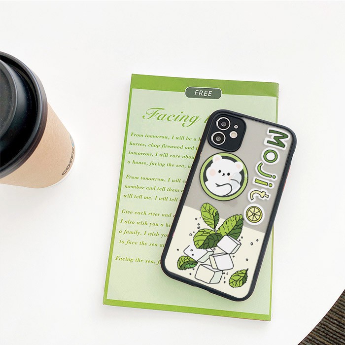Ốp lưng iphone Gấu Mojito nhám viền nổi cong 5/5s/6/6plus/6s/6splus/7/7plus/8/8plus/x/xr/xs/11/12/pro/max/plus/promax | BigBuy360 - bigbuy360.vn