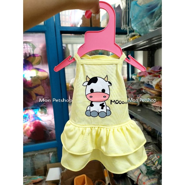 Váy hai dây bò sữa chất siêu mát cho cún