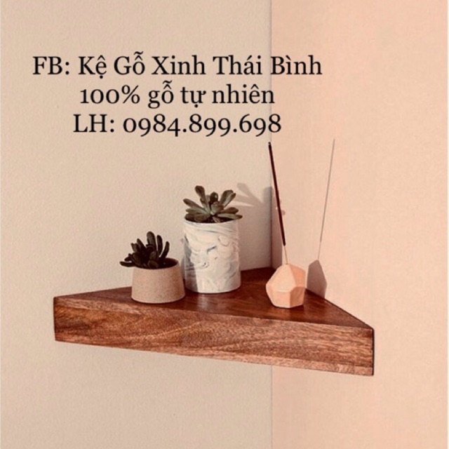Kệ gỗ treo tường góc vuông 90 hình tam giác cân (KGTTGV90HTGD)