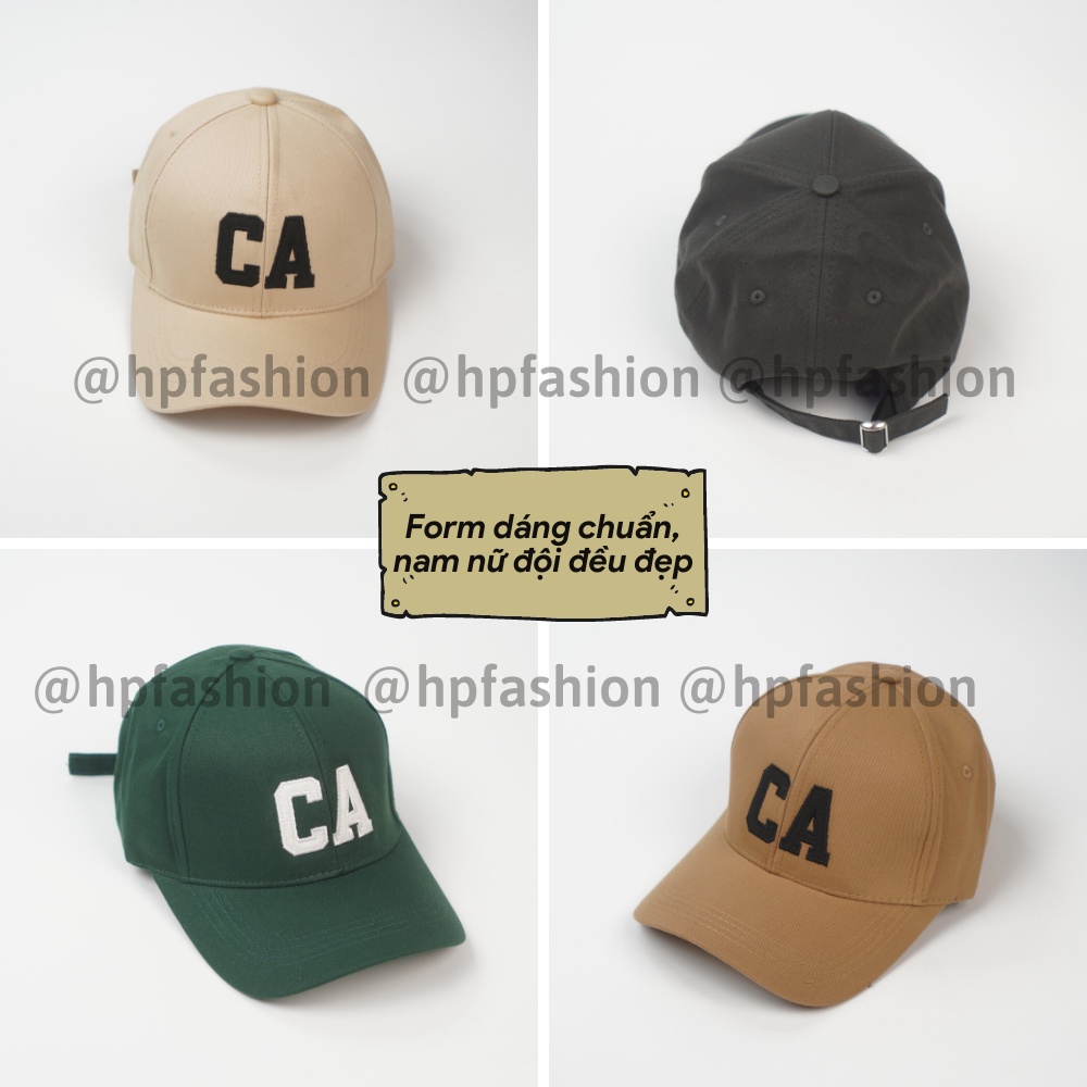 Mũ lưỡi trai ❤️ Nón kết thêu hình chữ CA chất kaki cao cấp form unisex nam nữ N74 - Happy Style
