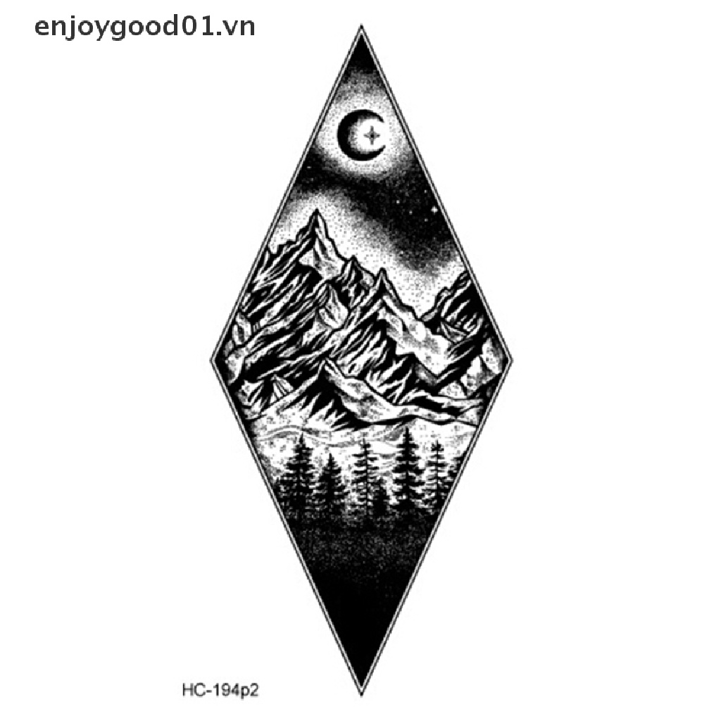 Hình dán giả xăm núi mặt trăng hành tinh sinh thái học Halloween