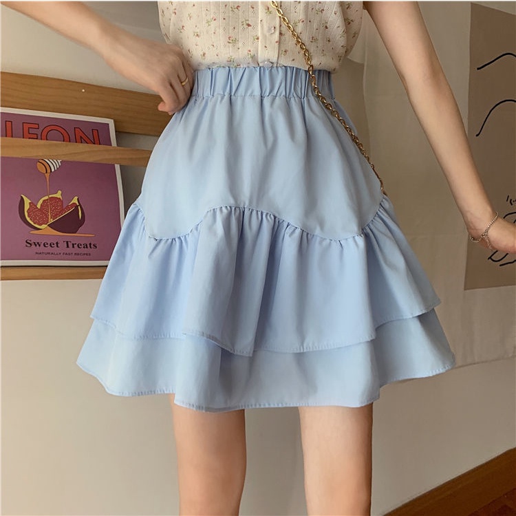 Chân Váy Chữ A Lưng Cao Nhún Bèo Thời Trang Mùa Hè Cho Nữ