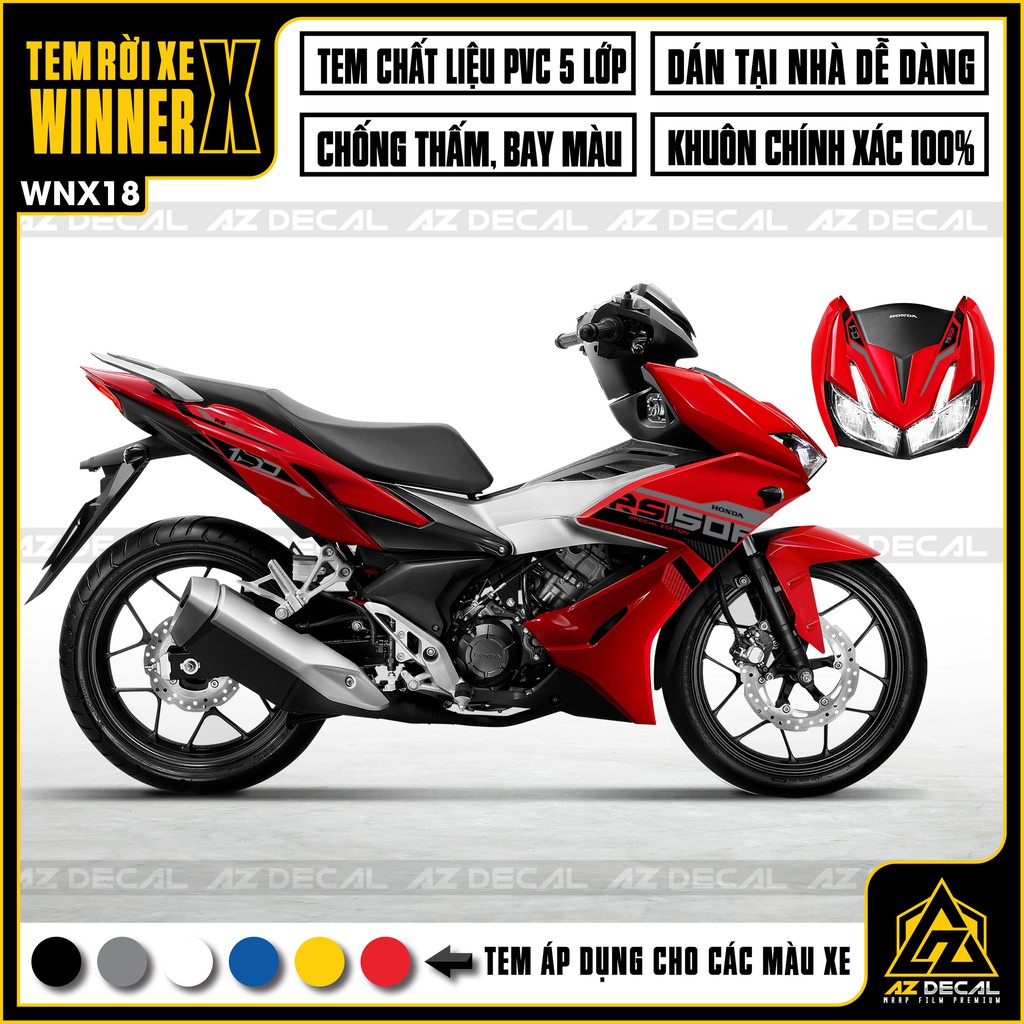 Tem Xe Winner X Mẫu R150R Cho Xe Màu Trắng, Đỏ, Đen | WNX18 | Tem Rời Chất Liệu Decal Chống Nước, Bền Màu