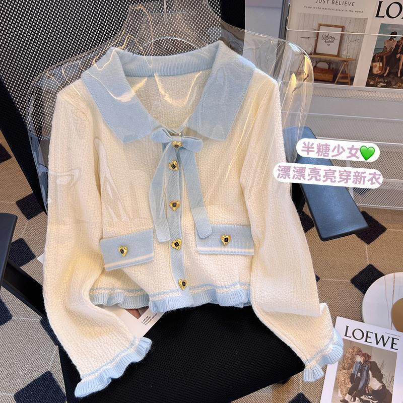 Áo Khoác Cardigan Dệt Kim Tay Dài Đính Nơ Thời Trang Cho Nữ  tao bao