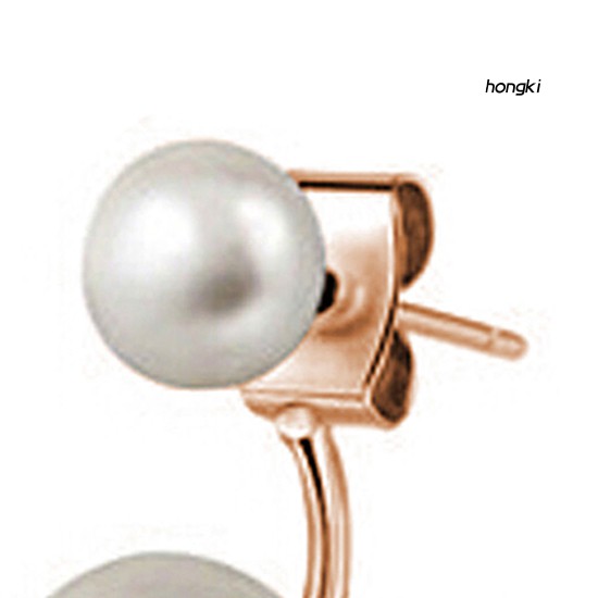 1 Đôi Bông Tai Tròn Đính Ngọc Trai Nhân Tạo Thời Trang Dành Cho Nữ