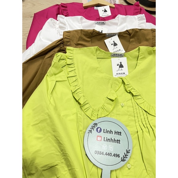 ÁO SƠ MI CỔ BÈO TAY BỒNG DÁNG XOÈ RỘNG BBD