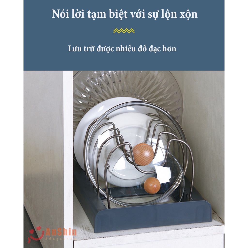Kệ úp vung nồi nhà bếp - giá cài vung nồi, thớt, xong, chảo có thể điều chỉnh độ dài