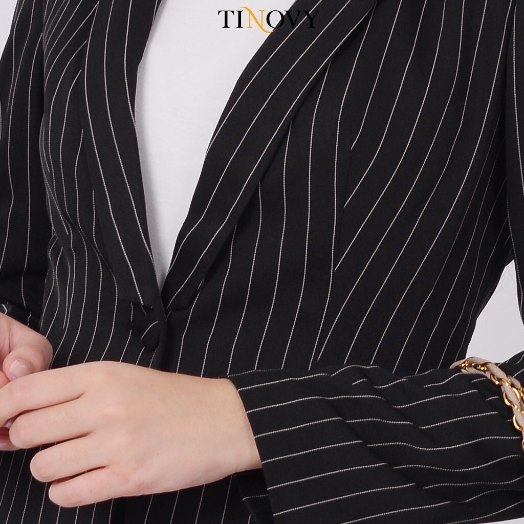 Áo Vest Blaze Nữ TINOVY Kẻ Dài Tay Cao Cấp 208-082
