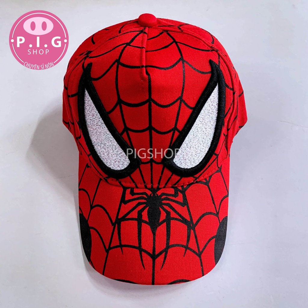 Nón kết Spiderman full đỏ cho bé trai 2-6 tuổi