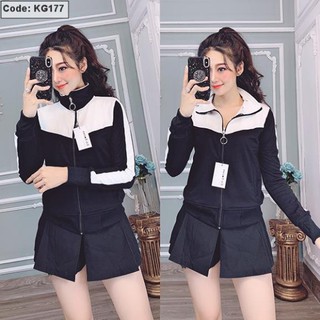 [Hàng y hình] Áo khoác nữ cổ đứng dây kéo cao [hàng sẵn giao nhanh]