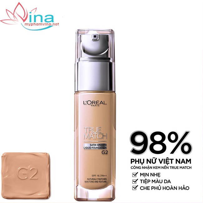 KEM NỀN DƯỠNG ẨM LOREAL TRUE MATCH LIQUID FOUNDATION G2.5 30ML