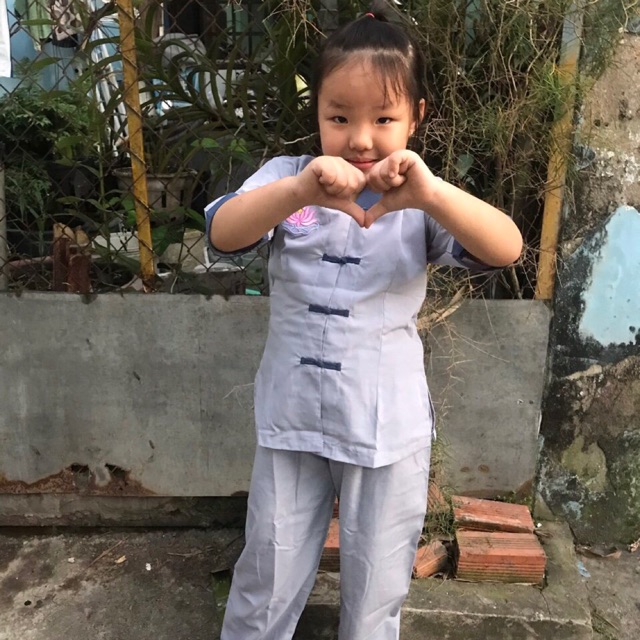 Set bộ bé gái đi chùa từ 12-20 kg, # đồ lam đi chùa, # quần áo phật tử