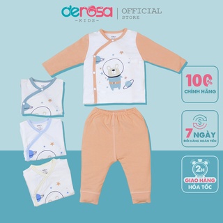 [Hàng xuất dư-Lẻ size] Bộ quần áo cho bé gái và bé trai DEROSA KIDS dồ bộ sơ sinh bamboo | 0 - 6 tháng | AWBB147B