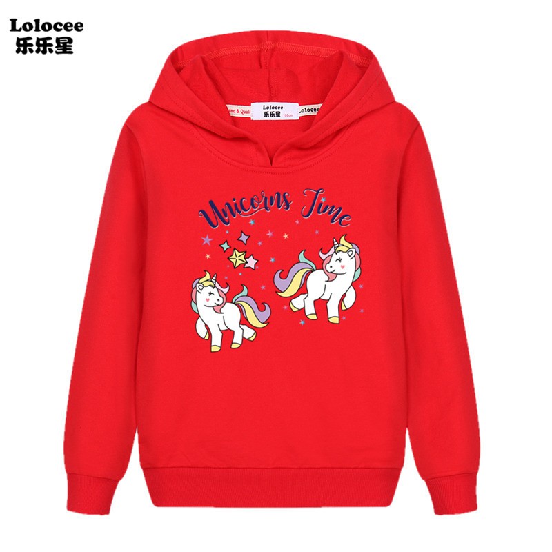 NEW Áo Hoodie Tay Dài In Hình Kỳ Lân Dễ Thương Cho Bé Gái 2020