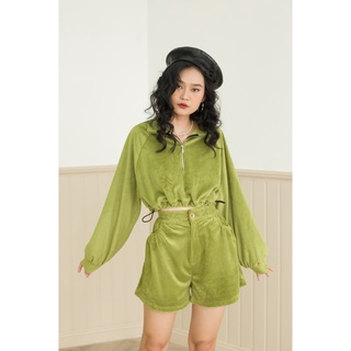 Secodee | áo hoodie form lửng dây kéo | hebe top