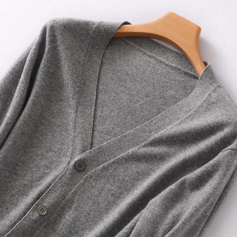Áo Khoác Cardigan Dệt Kim Cổ Chữ V Dáng Rộng Phong Cách Hàn Quốc Thời Trang Xuân Thu Cho Nam Giới Có Size M-3Xl 6
