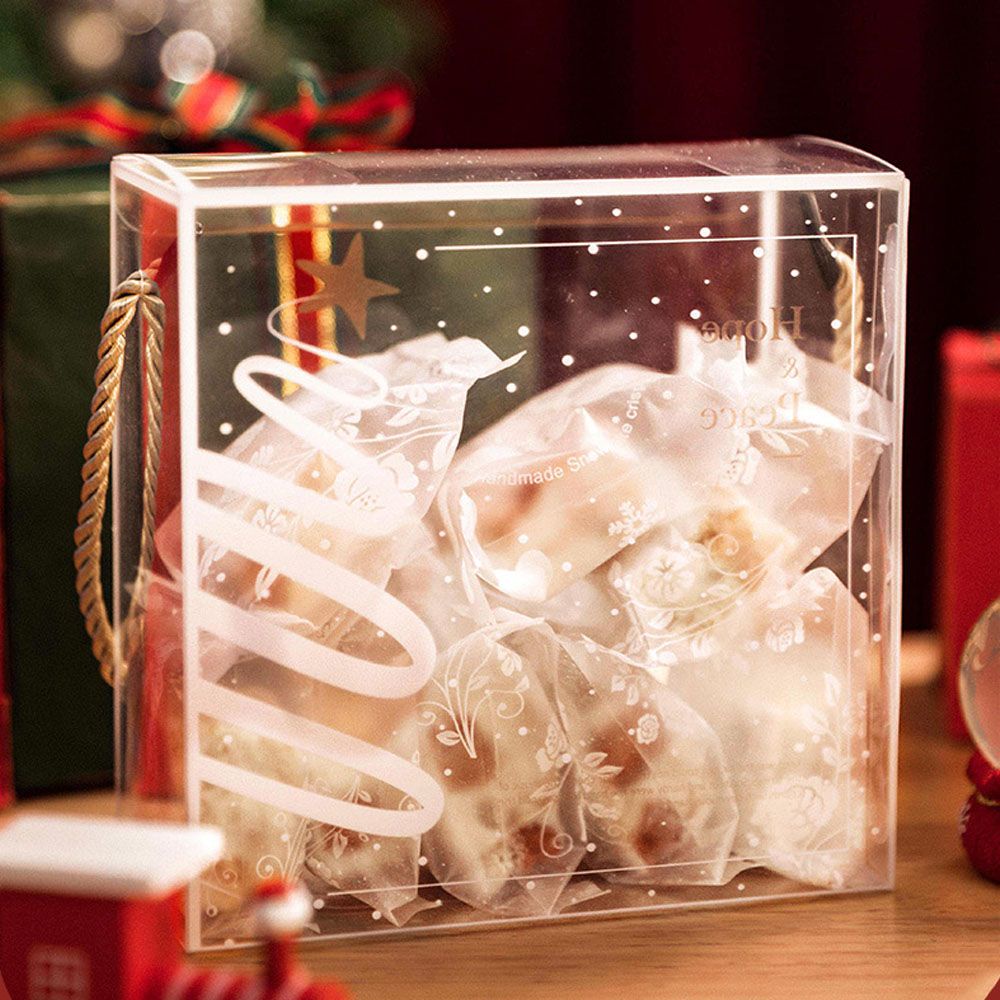 Hộp đựng quà trong suốt có tay cầm họa tiết tuần lộc/ông già Noel độc đáo trang trí tiệc cưới/ giáng sinh