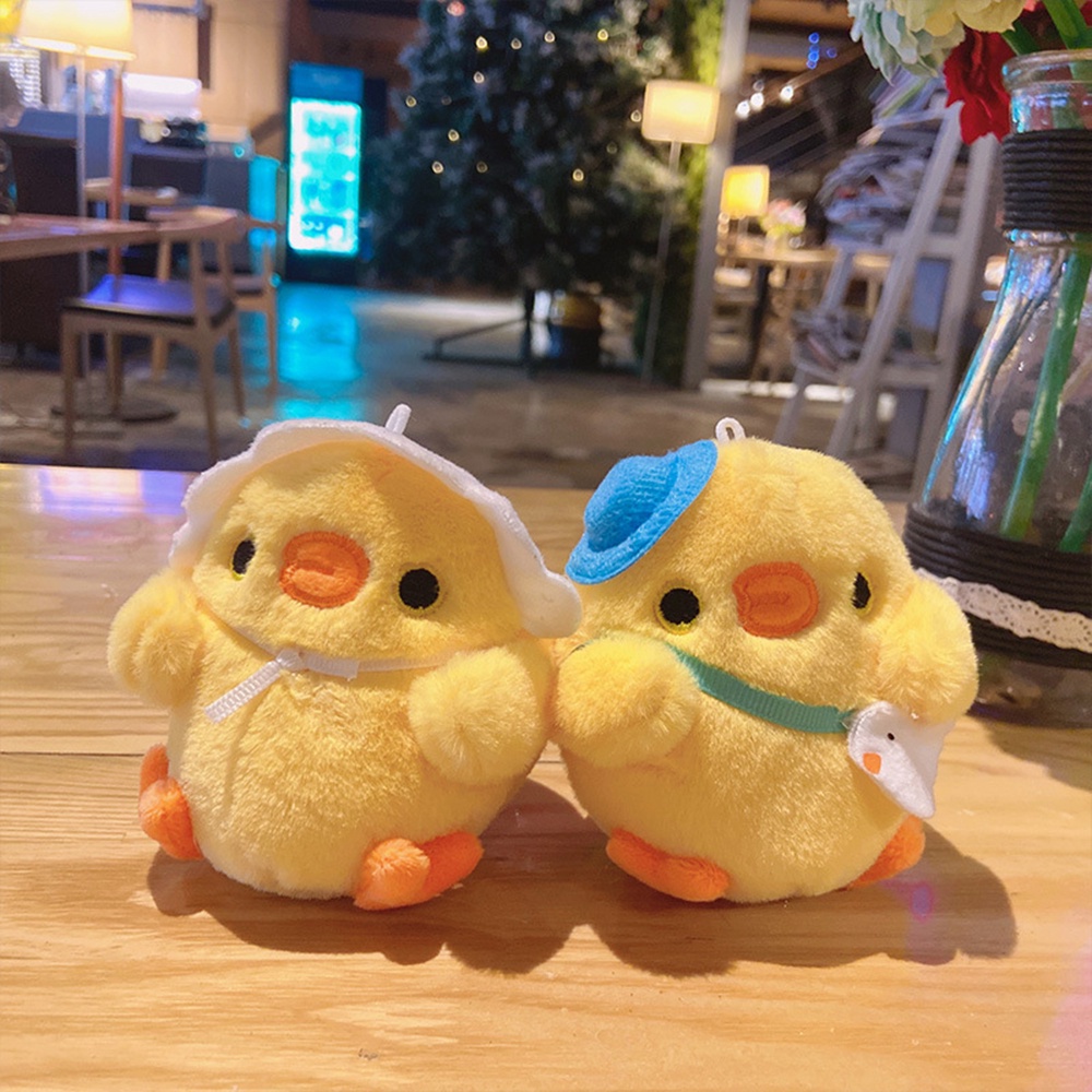 Đồ Chơi Búp Bê Nhồi Bông Hình Chú Gà Đội Mũ Mini Dễ Thương Dùng Làm Quà Tặng Sinh Nhật Cho Bé Gái nhồi bông đáng yêu xinh xắn