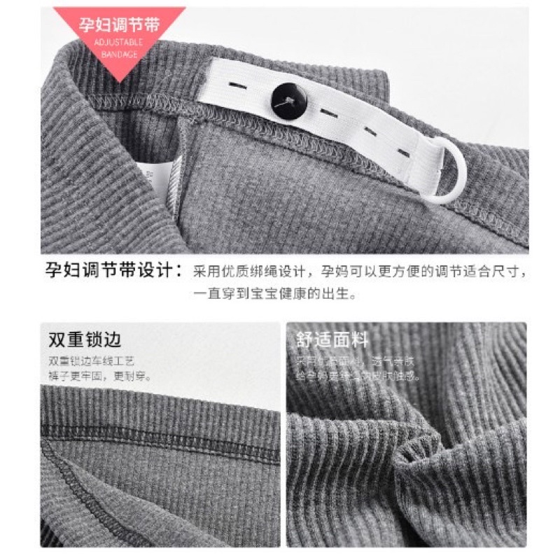 Quần bầu dài chất thun gân co giãn, thiết kế đỡ bụng và chun chỉnh