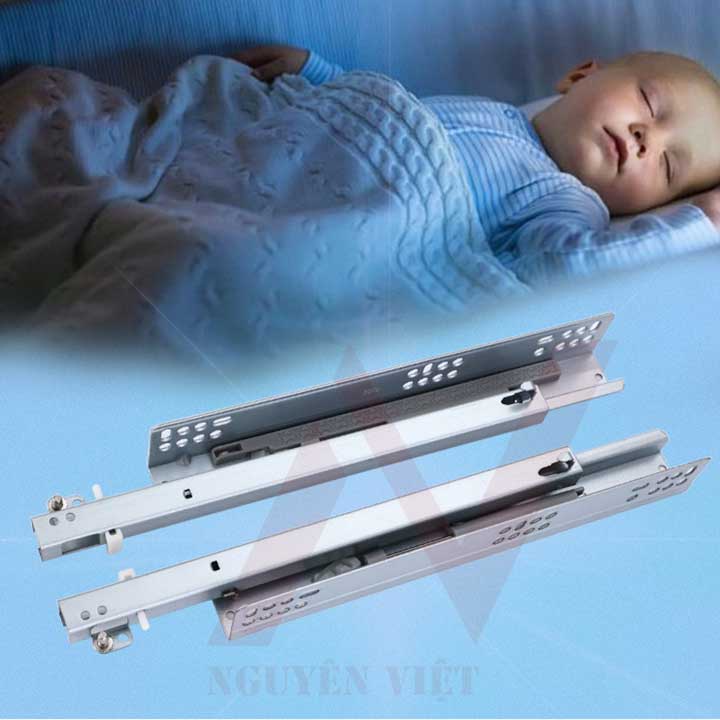 Ray âm mở 3/4 350mm Thanh trượt Ray kéo Nguyên Việt cao cấp siêu bền