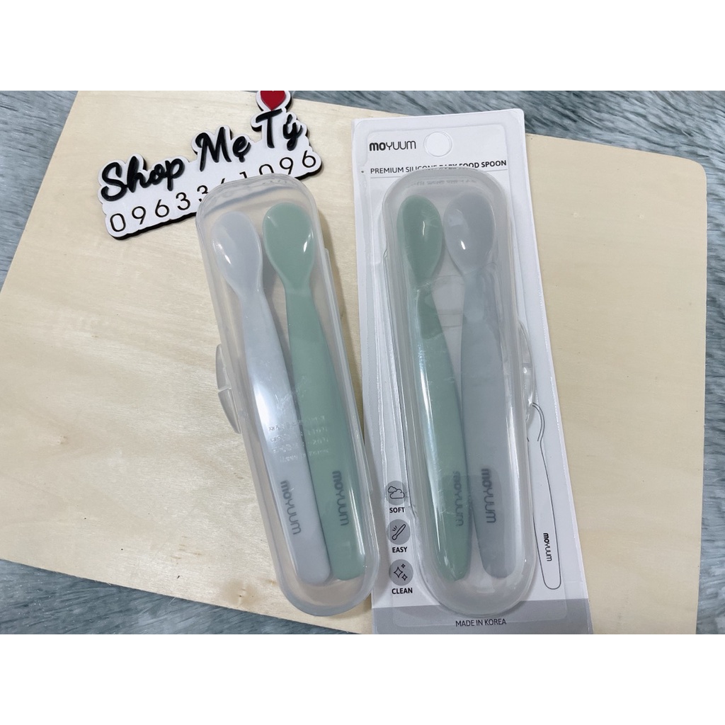 Thìa/ muỗng Silicon Moyuum cho bé Từ 6M+ Hàn Quốc/ Muỗng ăn dặm Silicon Moyuum cho bé từ 6 tháng