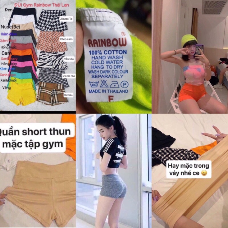 Quần Đùi Gym Legging Rainbow Chuẩn Thái 100%