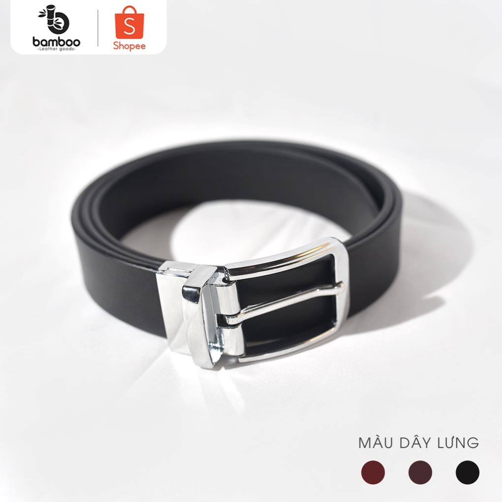 Thắt lưng nam handmade Bamboo Leather da bò thật 100% đốt không cháy - Dây nịt da nam Cao Cấp TL03 không viền đen, nâu *