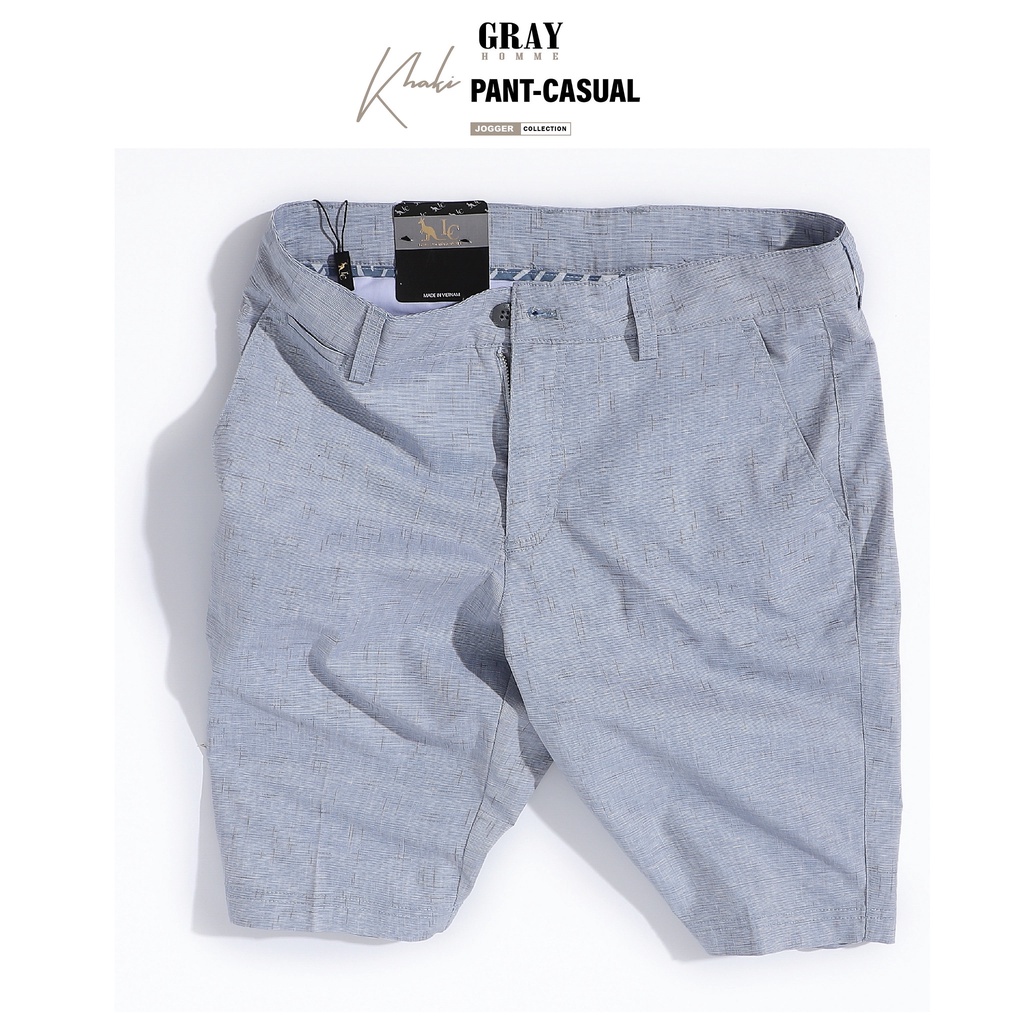 Quần đùi nam kaki kẻ xước GRAYHOMME short kaki mềm nhẹ, thoáng khí - BT110